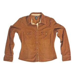 Think Live Choose‎ Number Womens Rust Orange Corduroy Western Shirt Medium